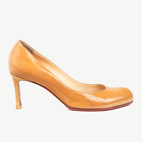 Christian Louboutin Simple 70 Camel Patent Leather Pumps - Picture 1 of 9